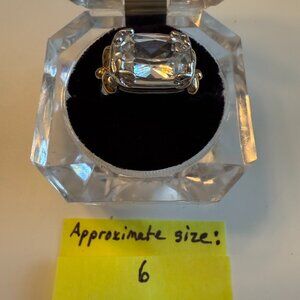 Premier Designs Rectangle Clear Gemstone Ring – Approx. Size 6